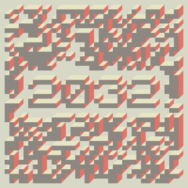 Edward Zajec 'in 1971' deki Il Cubo 'sunun uygulanması. Esasen 8 taştan oluşan bir Truchet fayans seti ve yerleştirme sanatı illüstrasyonu için kurallar