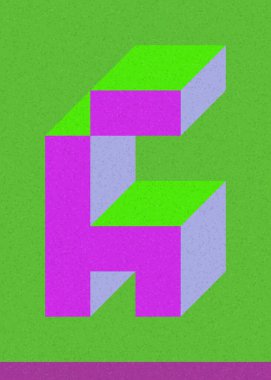 Edward Zajec 'in 1971' deki Il Cubo 'sunun uygulanması. Esasen 8 taştan oluşan bir Truchet fayans seti ve yerleştirme sanatı illüstrasyonu için kurallar