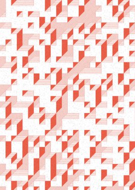 Edward Zajec 'in 1971' deki Il Cubo 'sunun uygulanması. Esasen 8 taştan oluşan bir Truchet fayans seti ve yerleştirme sanatı illüstrasyonu için kurallar