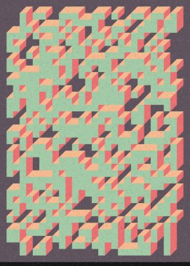 Edward Zajec 'in 1971' deki Il Cubo 'sunun uygulanması. Esasen 8 taştan oluşan bir Truchet fayans seti ve yerleştirme sanatı illüstrasyonu için kurallar