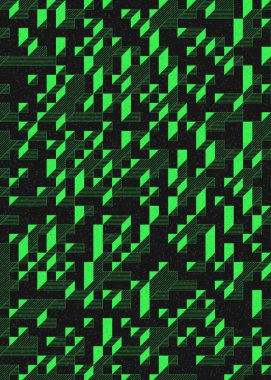 Edward Zajec 'in 1971' deki Il Cubo 'sunun uygulanması. Esasen 8 taştan oluşan bir Truchet fayans seti ve yerleştirme sanatı illüstrasyonu için kurallar