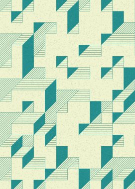 Edward Zajec 'in 1971' deki Il Cubo 'sunun uygulanması. Esasen 8 taştan oluşan bir Truchet fayans seti ve yerleştirme sanatı illüstrasyonu için kurallar