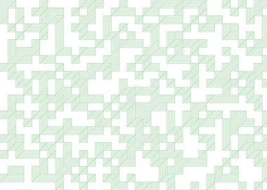 Edward Zajec 'in 1971' deki Il Cubo 'sunun uygulanması. Esasen 8 taştan oluşan bir Truchet fayans seti ve yerleştirme sanatı illüstrasyonu için kurallar