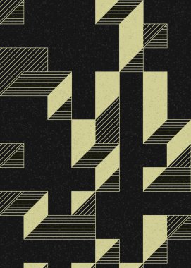 Edward Zajec 'in 1971' deki Il Cubo 'sunun uygulanması. Esasen 8 taştan oluşan bir Truchet fayans seti ve yerleştirme sanatı illüstrasyonu için kurallar