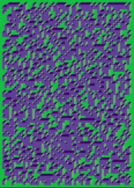 Edward Zajec 'in 1971' deki Il Cubo 'sunun uygulanması. Esasen 8 taştan oluşan bir Truchet fayans seti ve yerleştirme sanatı illüstrasyonu için kurallar