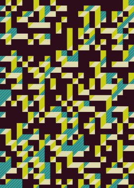 Edward Zajec 'in 1971' deki Il Cubo 'sunun uygulanması. Esasen 8 taştan oluşan bir Truchet fayans seti ve yerleştirme sanatı illüstrasyonu için kurallar