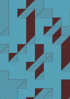 Edward Zajec 'in 1971' deki Il Cubo 'sunun uygulanması. Esasen 8 taştan oluşan bir Truchet fayans seti ve yerleştirme sanatı illüstrasyonu için kurallar