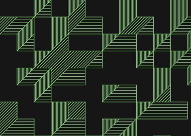 Edward Zajec 'in 1971' deki Il Cubo 'sunun uygulanması. Esasen 8 taştan oluşan bir Truchet fayans seti ve yerleştirme sanatı illüstrasyonu için kurallar