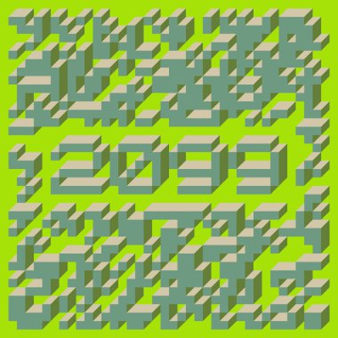 Edward Zajec 'in 1971' deki Il Cubo 'sunun uygulanması. Esasen 8 taştan oluşan bir Truchet fayans seti ve yerleştirme sanatı illüstrasyonu için kurallar