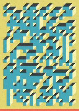 Edward Zajec 'in 1971' deki Il Cubo 'sunun uygulanması. Esasen 8 taştan oluşan bir Truchet fayans seti ve yerleştirme sanatı illüstrasyonu için kurallar