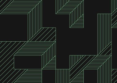 Edward Zajec 'in 1971' deki Il Cubo 'sunun uygulanması. Esasen 8 taştan oluşan bir Truchet fayans seti ve yerleştirme sanatı illüstrasyonu için kurallar