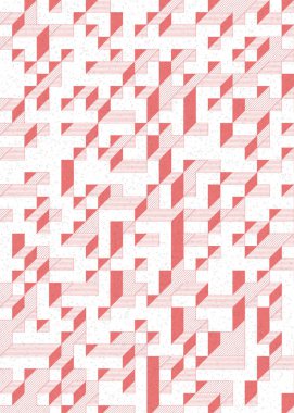 Edward Zajec 'in 1971' deki Il Cubo 'sunun uygulanması. Esasen 8 taştan oluşan bir Truchet fayans seti ve yerleştirme sanatı illüstrasyonu için kurallar