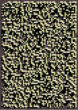 Edward Zajec 'in 1971' deki Il Cubo 'sunun uygulanması. Esasen 8 taştan oluşan bir Truchet fayans seti ve yerleştirme sanatı illüstrasyonu için kurallar