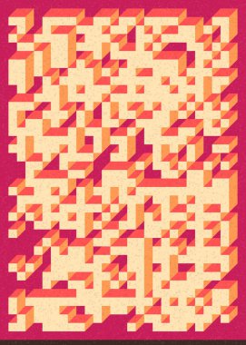 Edward Zajec 'in 1971' deki Il Cubo 'sunun uygulanması. Esasen 8 taştan oluşan bir Truchet fayans seti ve yerleştirme sanatı illüstrasyonu için kurallar