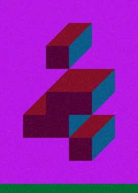 Edward Zajec 'in 1971' deki Il Cubo 'sunun uygulanması. Esasen 8 taştan oluşan bir Truchet fayans seti ve yerleştirme sanatı illüstrasyonu için kurallar