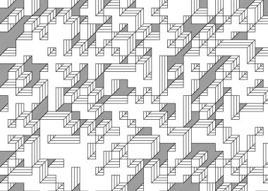 Edward Zajec 'in 1971' deki Il Cubo 'sunun uygulanması. Esasen 8 taştan oluşan bir Truchet fayans seti ve yerleştirme sanatı illüstrasyonu için kurallar