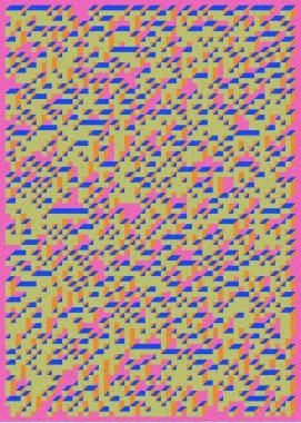 Edward Zajec 'in 1971' deki Il Cubo 'sunun uygulanması. Esasen 8 taştan oluşan bir Truchet fayans seti ve yerleştirme sanatı illüstrasyonu için kurallar