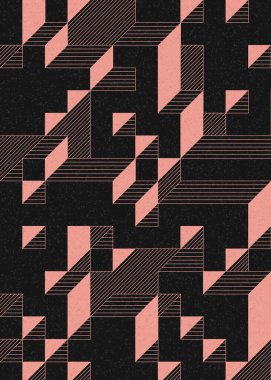 Edward Zajec 'in 1971' deki Il Cubo 'sunun uygulanması. Esasen 8 taştan oluşan bir Truchet fayans seti ve yerleştirme sanatı illüstrasyonu için kurallar