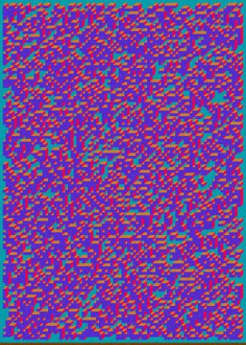 Edward Zajec 'in 1971' deki Il Cubo 'sunun uygulanması. Esasen 8 taştan oluşan bir Truchet fayans seti ve yerleştirme sanatı illüstrasyonu için kurallar