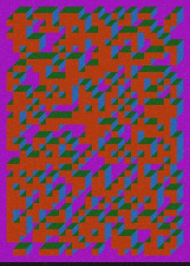 Edward Zajec 'in 1971' deki Il Cubo 'sunun uygulanması. Esasen 8 taştan oluşan bir Truchet fayans seti ve yerleştirme sanatı illüstrasyonu için kurallar