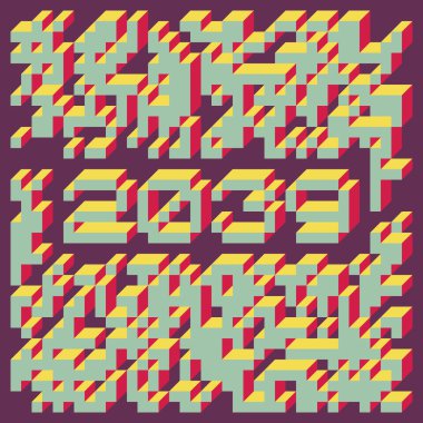 Edward Zajec 'in 1971' deki Il Cubo 'sunun uygulanması. Esasen 8 taştan oluşan bir Truchet fayans seti ve yerleştirme sanatı illüstrasyonu için kurallar