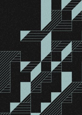 Edward Zajec 'in 1971' deki Il Cubo 'sunun uygulanması. Esasen 8 taştan oluşan bir Truchet fayans seti ve yerleştirme sanatı illüstrasyonu için kurallar