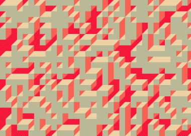 Edward Zajec 'in 1971' deki Il Cubo 'sunun uygulanması. Esasen 8 taştan oluşan bir Truchet fayans seti ve yerleştirme sanatı illüstrasyonu için kurallar