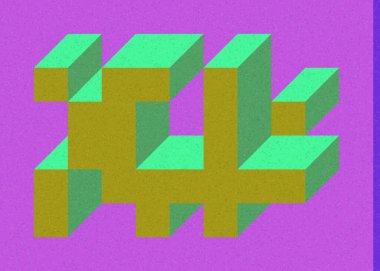 Edward Zajec 'in 1971' deki Il Cubo 'sunun uygulanması. Esasen 8 taştan oluşan bir Truchet fayans seti ve yerleştirme sanatı illüstrasyonu için kurallar