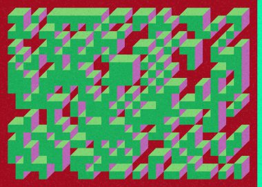 Edward Zajec 'in 1971' deki Il Cubo 'sunun uygulanması. Esasen 8 taştan oluşan bir Truchet fayans seti ve yerleştirme sanatı illüstrasyonu için kurallar