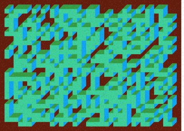 Edward Zajec 'in 1971' deki Il Cubo 'sunun uygulanması. Esasen 8 taştan oluşan bir Truchet fayans seti ve yerleştirme sanatı illüstrasyonu için kurallar