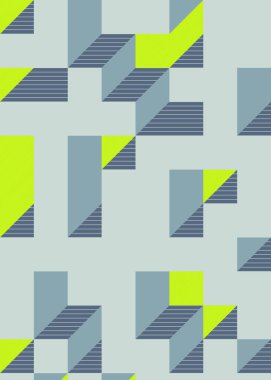 Edward Zajec 'in 1971' deki Il Cubo 'sunun uygulanması. Esasen 8 taştan oluşan bir Truchet fayans seti ve yerleştirme sanatı illüstrasyonu için kurallar