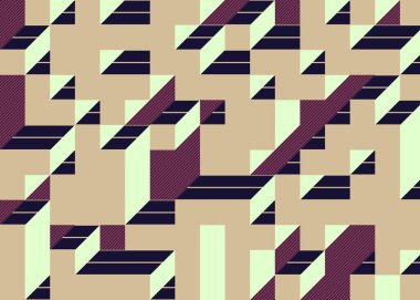 Edward Zajec 'in 1971' deki Il Cubo 'sunun uygulanması. Esasen 8 taştan oluşan bir Truchet fayans seti ve yerleştirme sanatı illüstrasyonu için kurallar