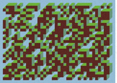 Edward Zajec 'in 1971' deki Il Cubo 'sunun uygulanması. Esasen 8 taştan oluşan bir Truchet fayans seti ve yerleştirme sanatı illüstrasyonu için kurallar