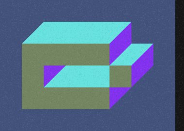 Edward Zajec 'in 1971' deki Il Cubo 'sunun uygulanması. Esasen 8 taştan oluşan bir Truchet fayans seti ve yerleştirme sanatı illüstrasyonu için kurallar