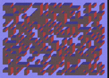 Edward Zajec 'in 1971' deki Il Cubo 'sunun uygulanması. Esasen 8 taştan oluşan bir Truchet fayans seti ve yerleştirme sanatı illüstrasyonu için kurallar