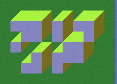 Edward Zajec 'in 1971' deki Il Cubo 'sunun uygulanması. Esasen 8 taştan oluşan bir Truchet fayans seti ve yerleştirme sanatı illüstrasyonu için kurallar