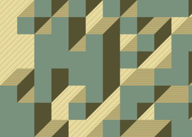 Edward Zajec 'in 1971' deki Il Cubo 'sunun uygulanması. Esasen 8 taştan oluşan bir Truchet fayans seti ve yerleştirme sanatı illüstrasyonu için kurallar