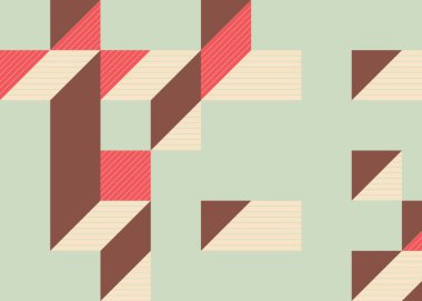 Edward Zajec 'in 1971' deki Il Cubo 'sunun uygulanması. Esasen 8 taştan oluşan bir Truchet fayans seti ve yerleştirme sanatı illüstrasyonu için kurallar