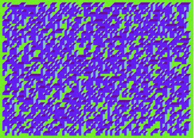 Edward Zajec 'in 1971' deki Il Cubo 'sunun uygulanması. Esasen 8 taştan oluşan bir Truchet fayans seti ve yerleştirme sanatı illüstrasyonu için kurallar