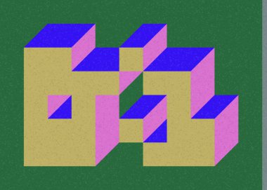 Edward Zajec 'in 1971' deki Il Cubo 'sunun uygulanması. Esasen 8 taştan oluşan bir Truchet fayans seti ve yerleştirme sanatı illüstrasyonu için kurallar