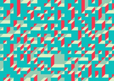 Edward Zajec 'in 1971' deki Il Cubo 'sunun uygulanması. Esasen 8 taştan oluşan bir Truchet fayans seti ve yerleştirme sanatı illüstrasyonu için kurallar