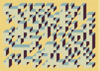 Edward Zajec 'in 1971' deki Il Cubo 'sunun uygulanması. Esasen 8 taştan oluşan bir Truchet fayans seti ve yerleştirme sanatı illüstrasyonu için kurallar