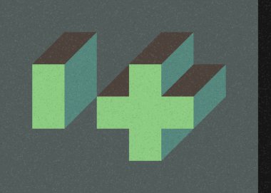 Edward Zajec 'in 1971' deki Il Cubo 'sunun uygulanması. Esasen 8 taştan oluşan bir Truchet fayans seti ve yerleştirme sanatı illüstrasyonu için kurallar