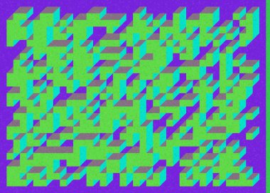 Edward Zajec 'in 1971' deki Il Cubo 'sunun uygulanması. Esasen 8 taştan oluşan bir Truchet fayans seti ve yerleştirme sanatı illüstrasyonu için kurallar