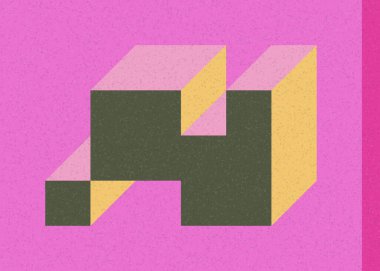 Edward Zajec 'in 1971' deki Il Cubo 'sunun uygulanması. Esasen 8 taştan oluşan bir Truchet fayans seti ve yerleştirme sanatı illüstrasyonu için kurallar