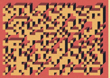 Edward Zajec 'in 1971' deki Il Cubo 'sunun uygulanması. Esasen 8 taştan oluşan bir Truchet fayans seti ve yerleştirme sanatı illüstrasyonu için kurallar