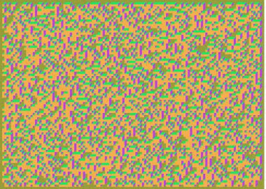 Edward Zajec 'in 1971' deki Il Cubo 'sunun uygulanması. Esasen 8 taştan oluşan bir Truchet fayans seti ve yerleştirme sanatı illüstrasyonu için kurallar