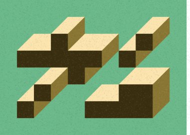 Edward Zajec 'in 1971' deki Il Cubo 'sunun uygulanması. Esasen 8 taştan oluşan bir Truchet fayans seti ve yerleştirme sanatı illüstrasyonu için kurallar