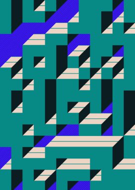 1958 'de Edward Zajec II Cubo' nun 1971 'de uygulanması. Esasen 8 taştan oluşan bir Truchet fayans seti ve yerleştirme sanatı illüstrasyonu için kurallar.