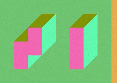 Edward Zajec 'in 1971' deki Il Cubo 'sunun uygulanması. Esasen 8 taştan oluşan bir Truchet fayans seti ve yerleştirme sanatı illüstrasyonu için kurallar